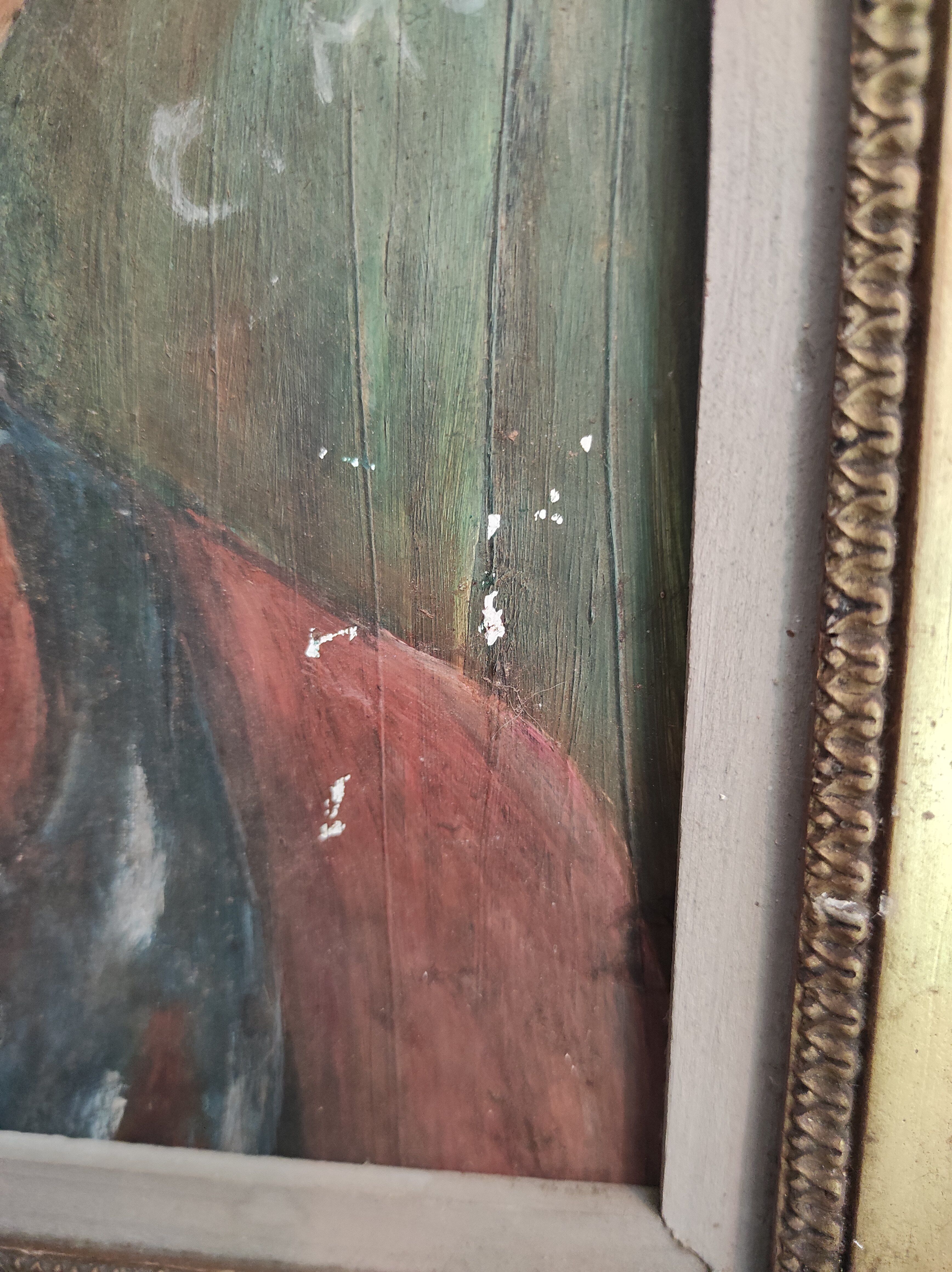French vintage oil portrait of a boy, signed C. Mury