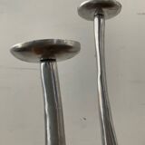 Trio of vintage cast aluminum candlesticks
