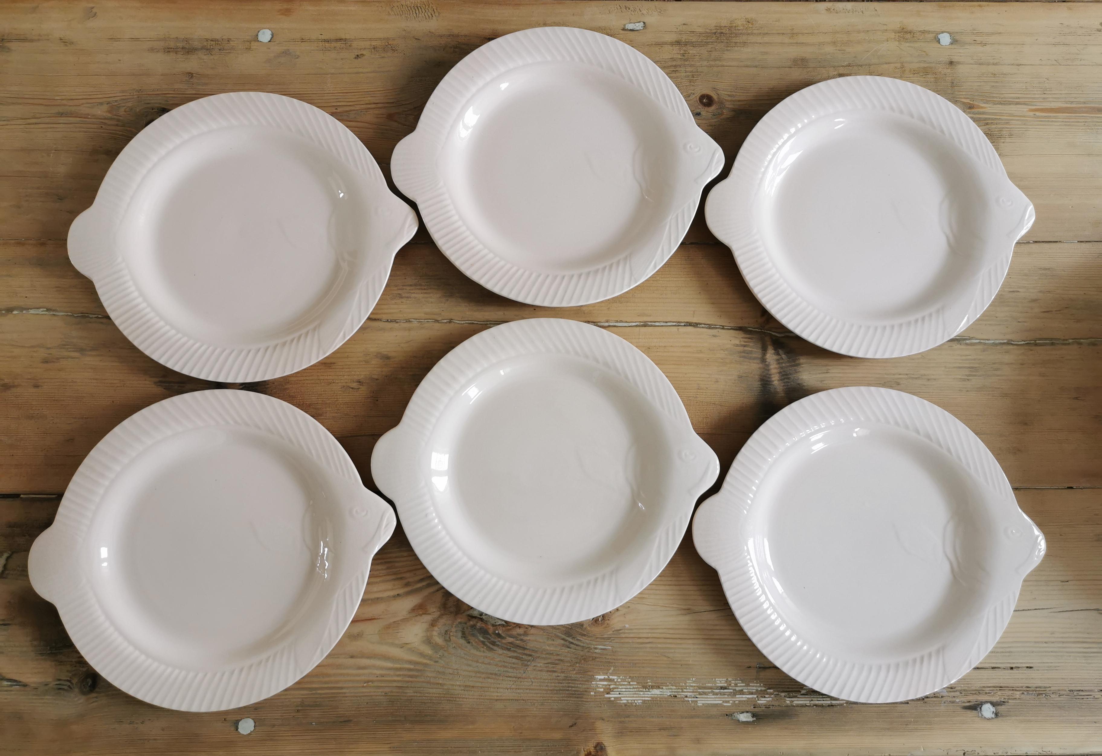 Set de 6 assiettes poisson Digoin Sarreguemines