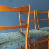 Set of 4 mid century dining chairs with turquoise covers, 1960