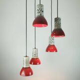 1970s mid century pendant light 5-light cascading lamp with fat lava cerami