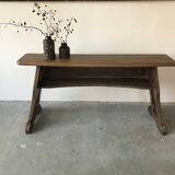 Art and Crafts style organ bench in solid oak.