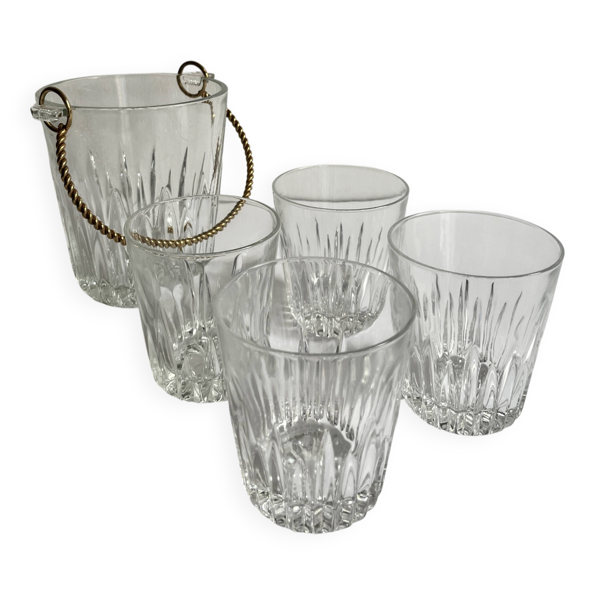 Seau à glace et verre vintage