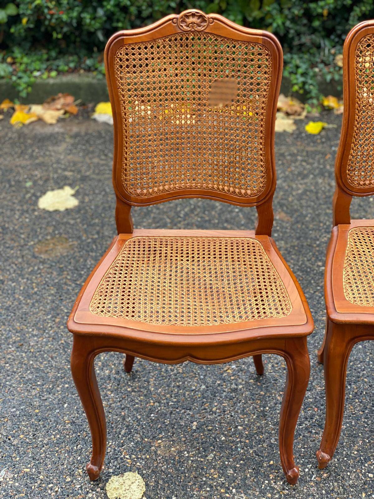 Set of 6 Louis XV style caned chairs in solid wood
