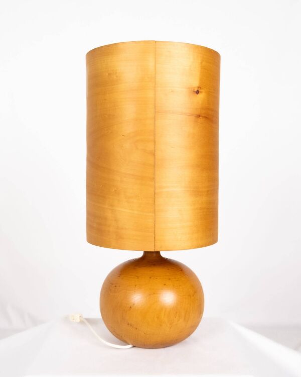 Lampe minimaliste d'inspiration japonaise tout en bois des années 80