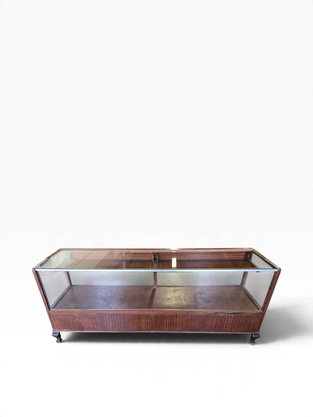 Comptoir de magasin/vitrine/présentoir vintage en bois
