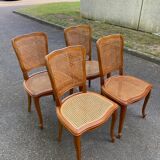 4 Louis XV chairs in solid wood and cane