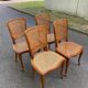4 Louis XV chairs in solid wood and cane