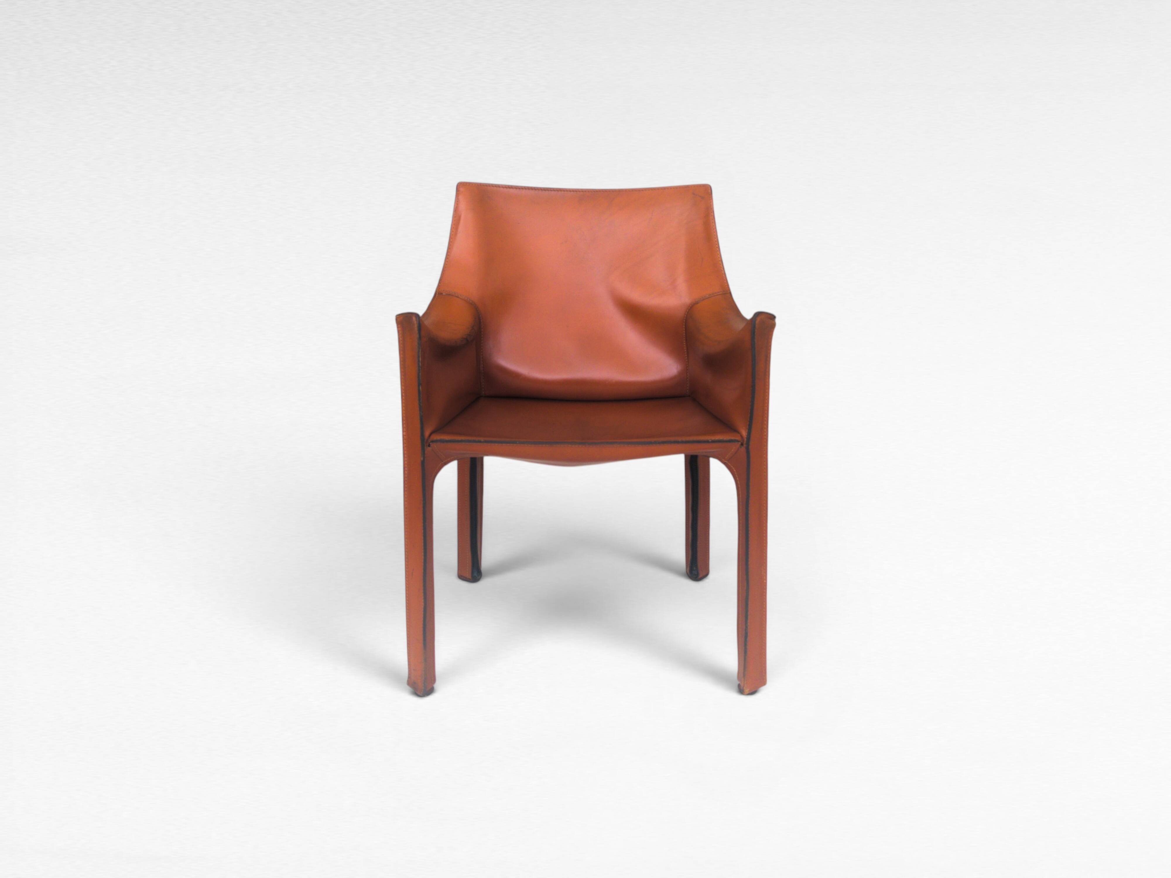 CAB 413 Chair in Cognac Leather by Mario Bellini for Cassina, Italy, 1970s