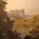 Joseph Brunner, Paysage autrichien avec lac et montagne, 1869, huile sur toile, encadré