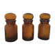 Lot of three pots of old amber brown apothecary