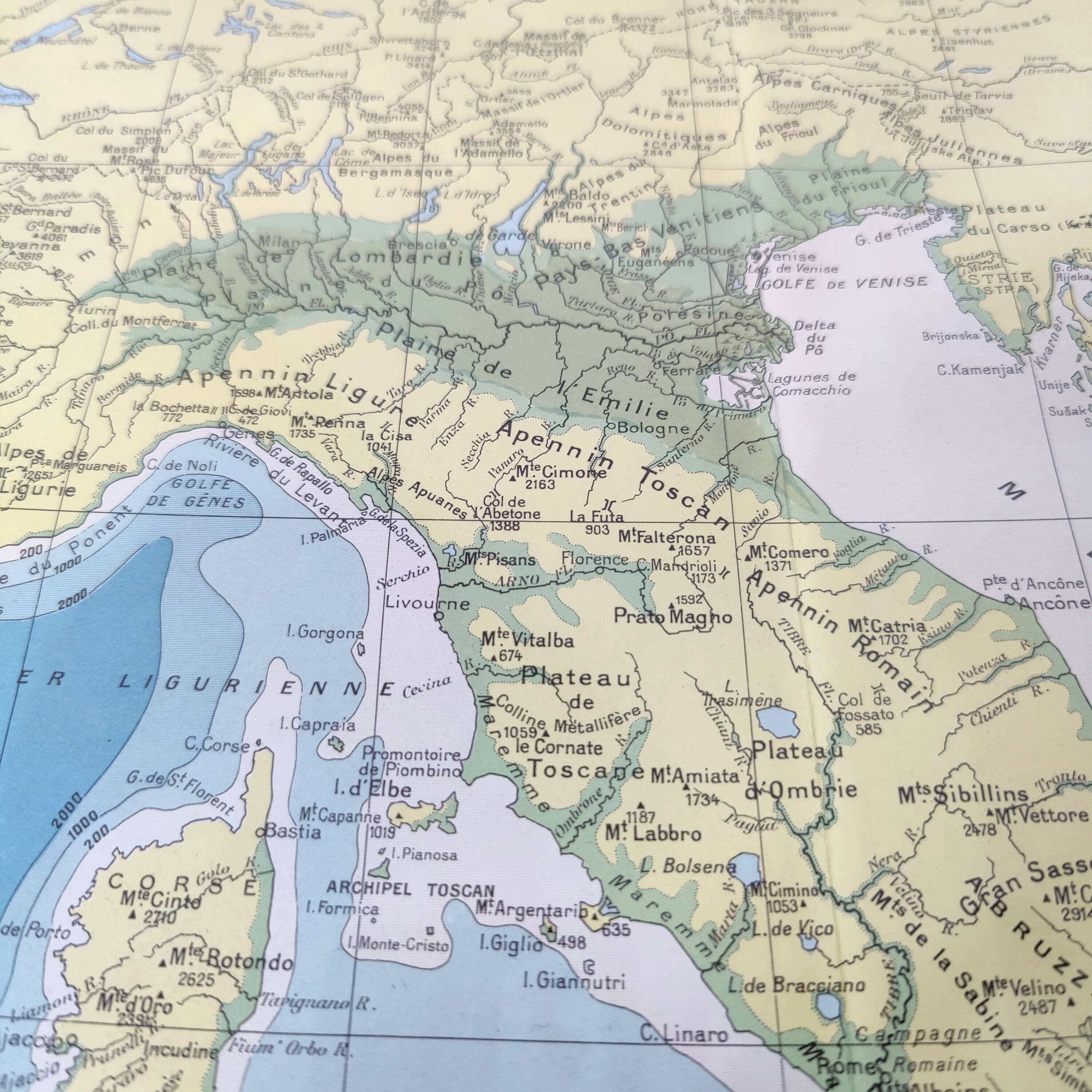 Italy Europe Venice vintage map 43x43cm from 1950