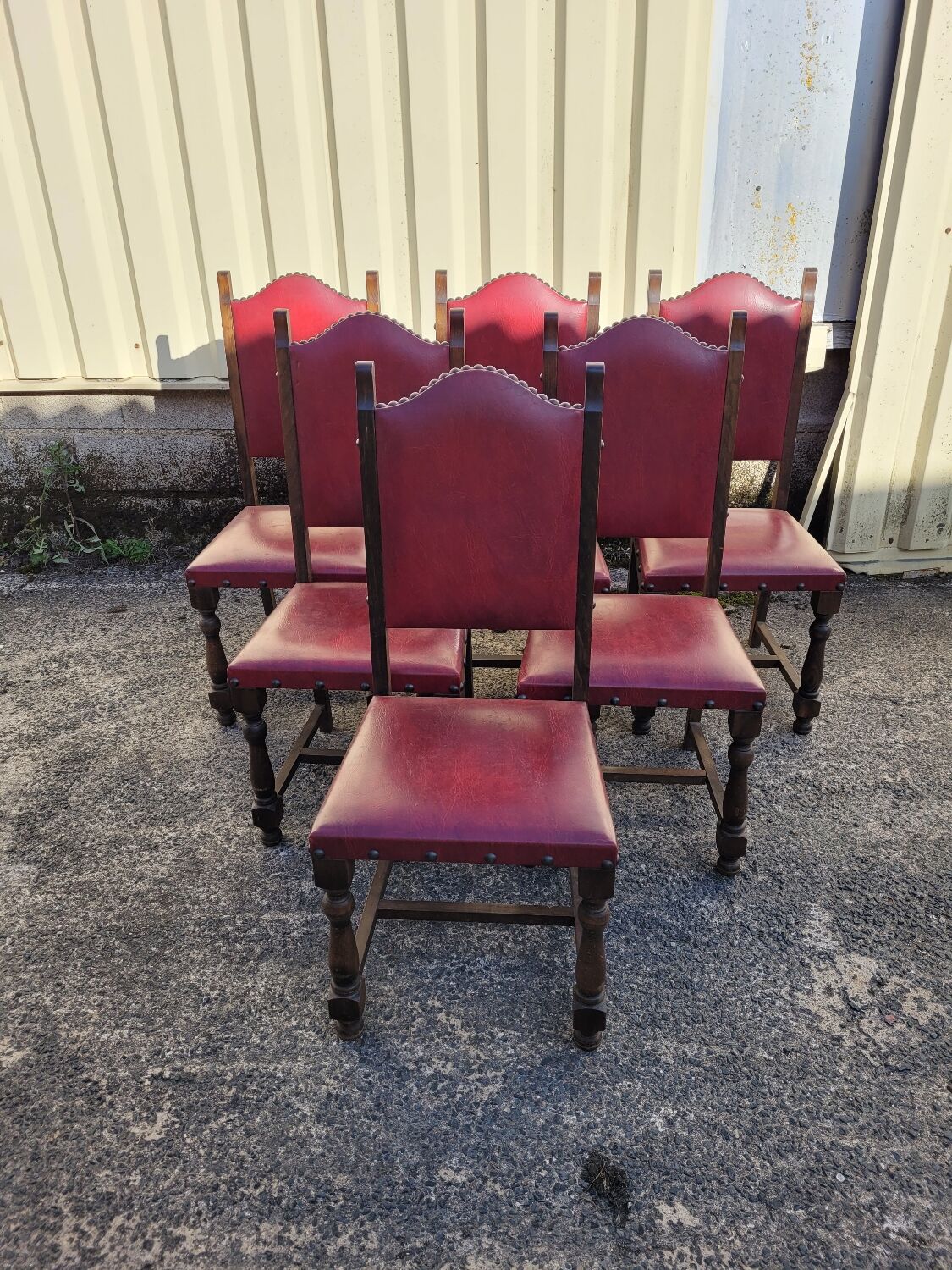 6 chaises anciennes bordeaux
