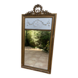 19th century Louis XVI style mirror in wood gilded with gold leaf, 74x150cm