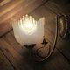 Wall lamp base brass tulip glass polished relief flowers