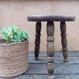 Antique brutalist tripod shepherd's stool 1960/70
