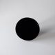 Black opaque glass vase with minimalist style copper inlays