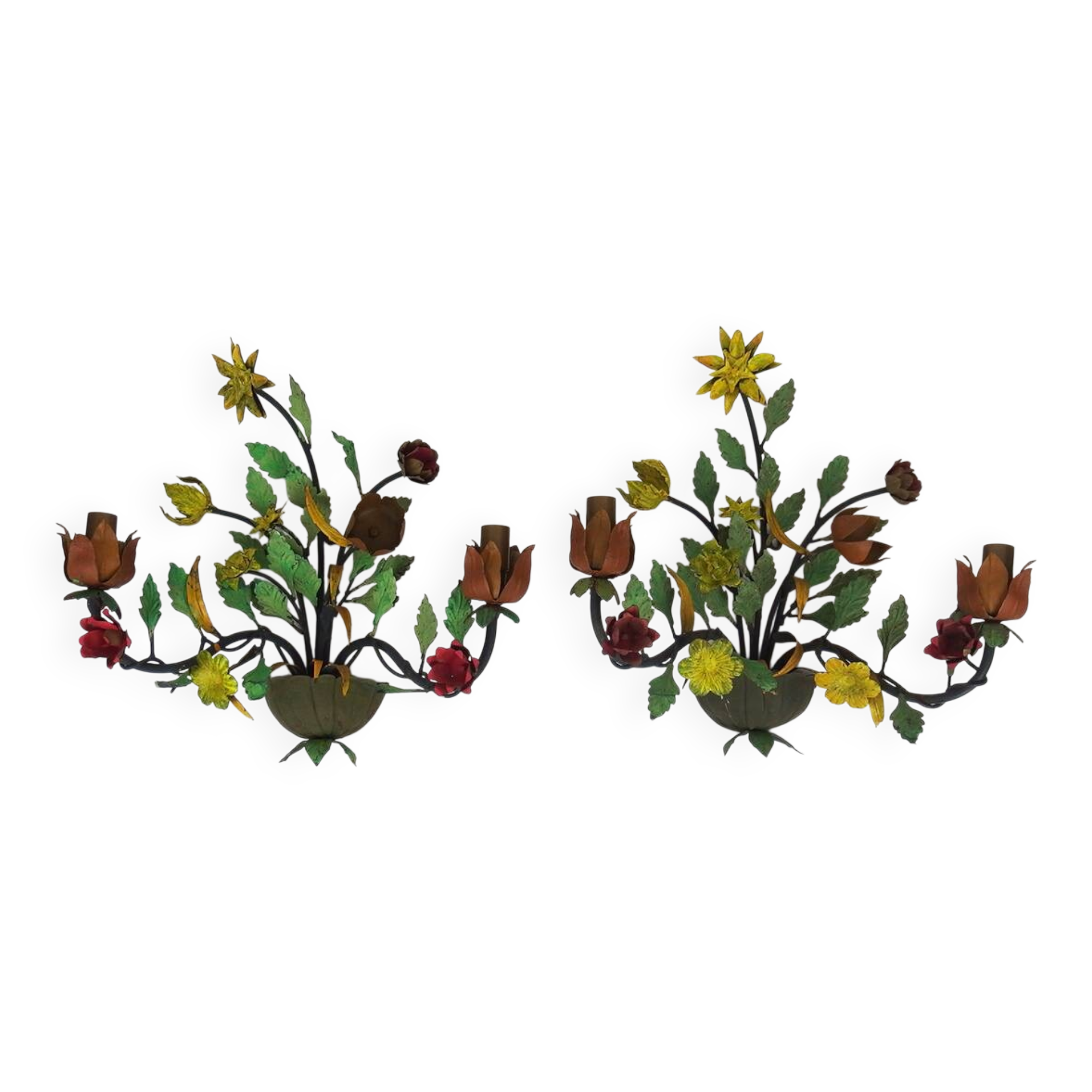 Paire d'appliques "Bouquet de fleurs"