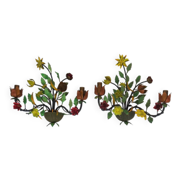 Paire d'appliques "Bouquet de fleurs"
