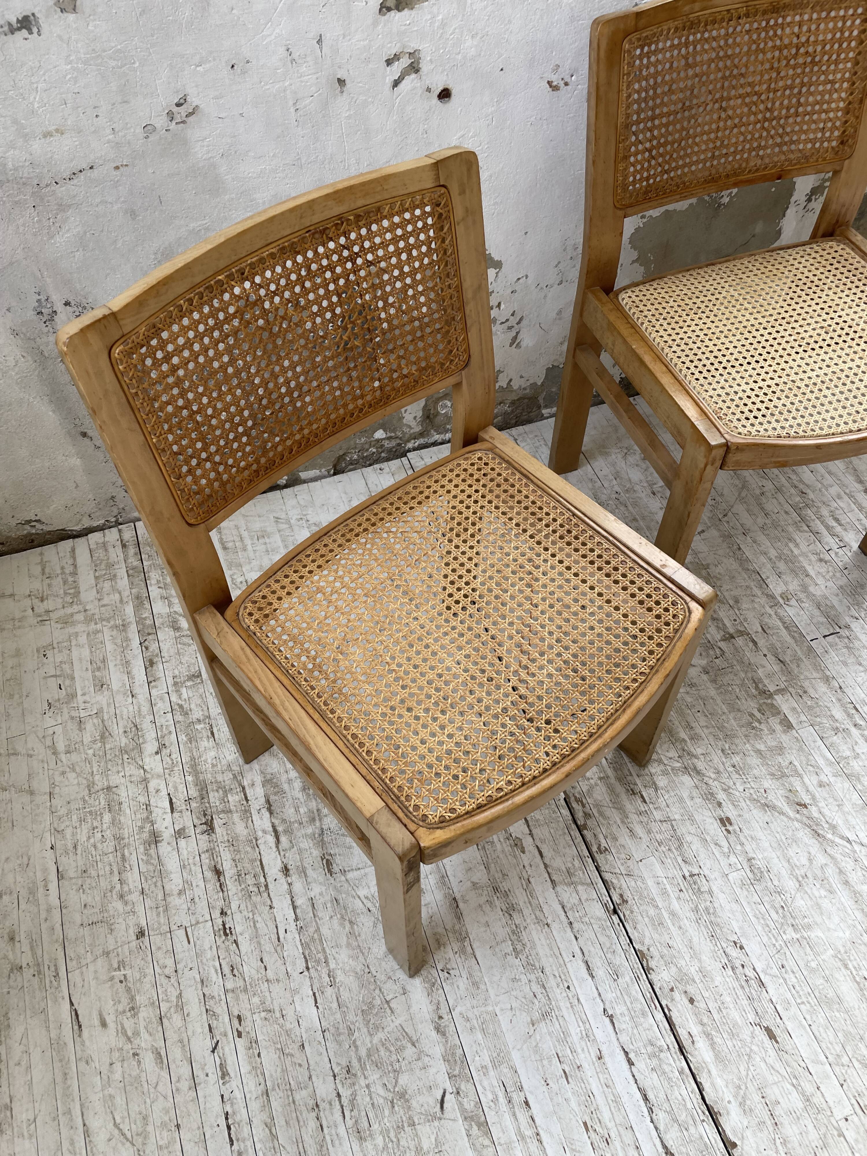 Pair of Baumann chairs beech and cannage