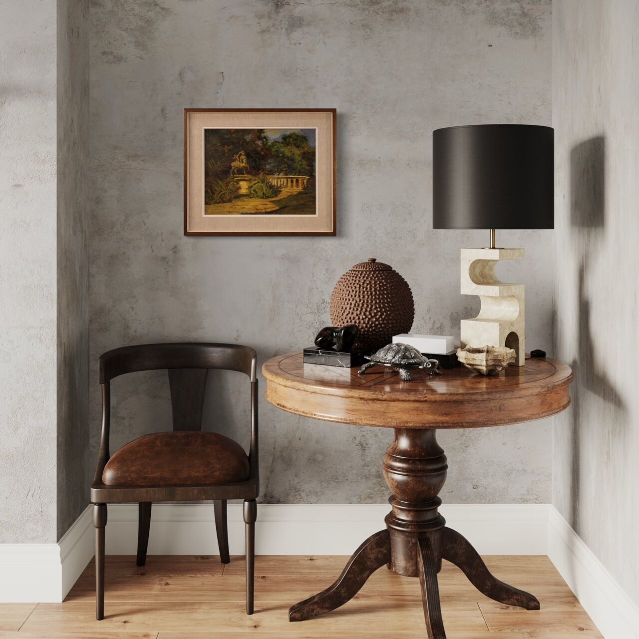 Italian landscape painting in Impressionist style from 20th century