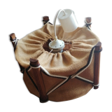 Small chandelier 1960 1970 canvas jute wood Scandinavian style
