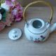 Small Paris porcelain teapot poppy decor Aluminite Frugier Limoges