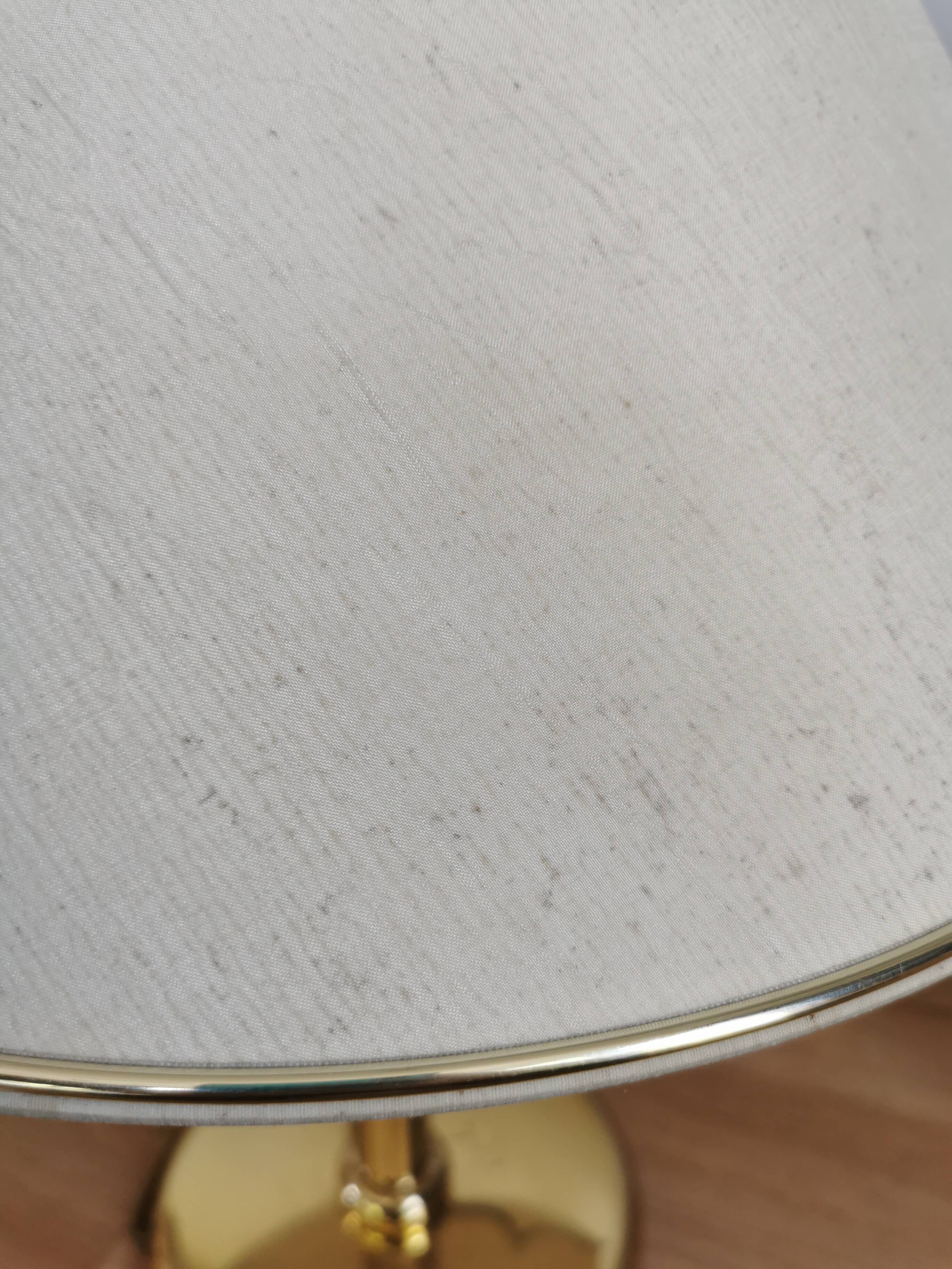 Vintage Brass Table Lamp with Fabric Shade, Mid-Century Bedside Light