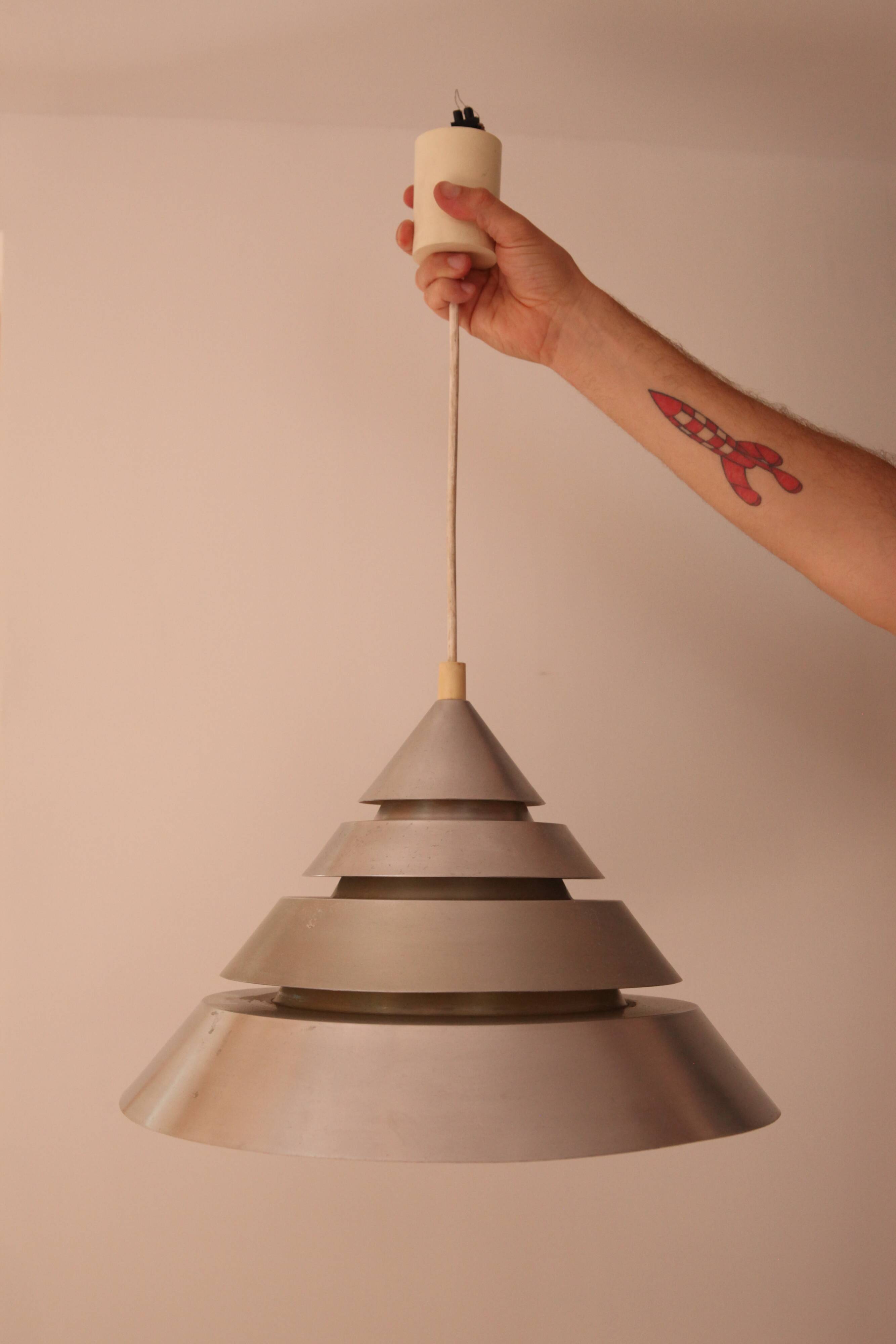 Space Age Brushed Metal Pendant Light