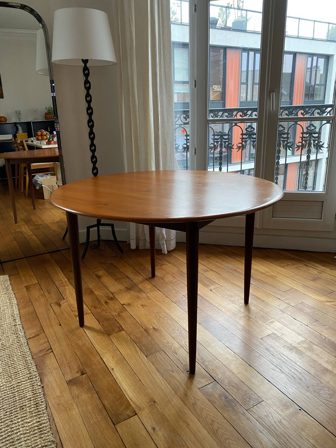 Danish round teak table from the 60s