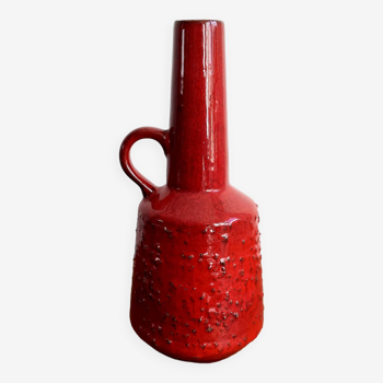 Montanus & Remy 56/25 Orange-Red Vase, Retro German Fat Lava Ceramics
