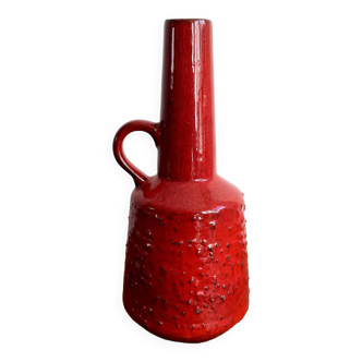 Vase Montanus & Remy 56/25 rouge-orange, céramique de lave grasse allemande rétro