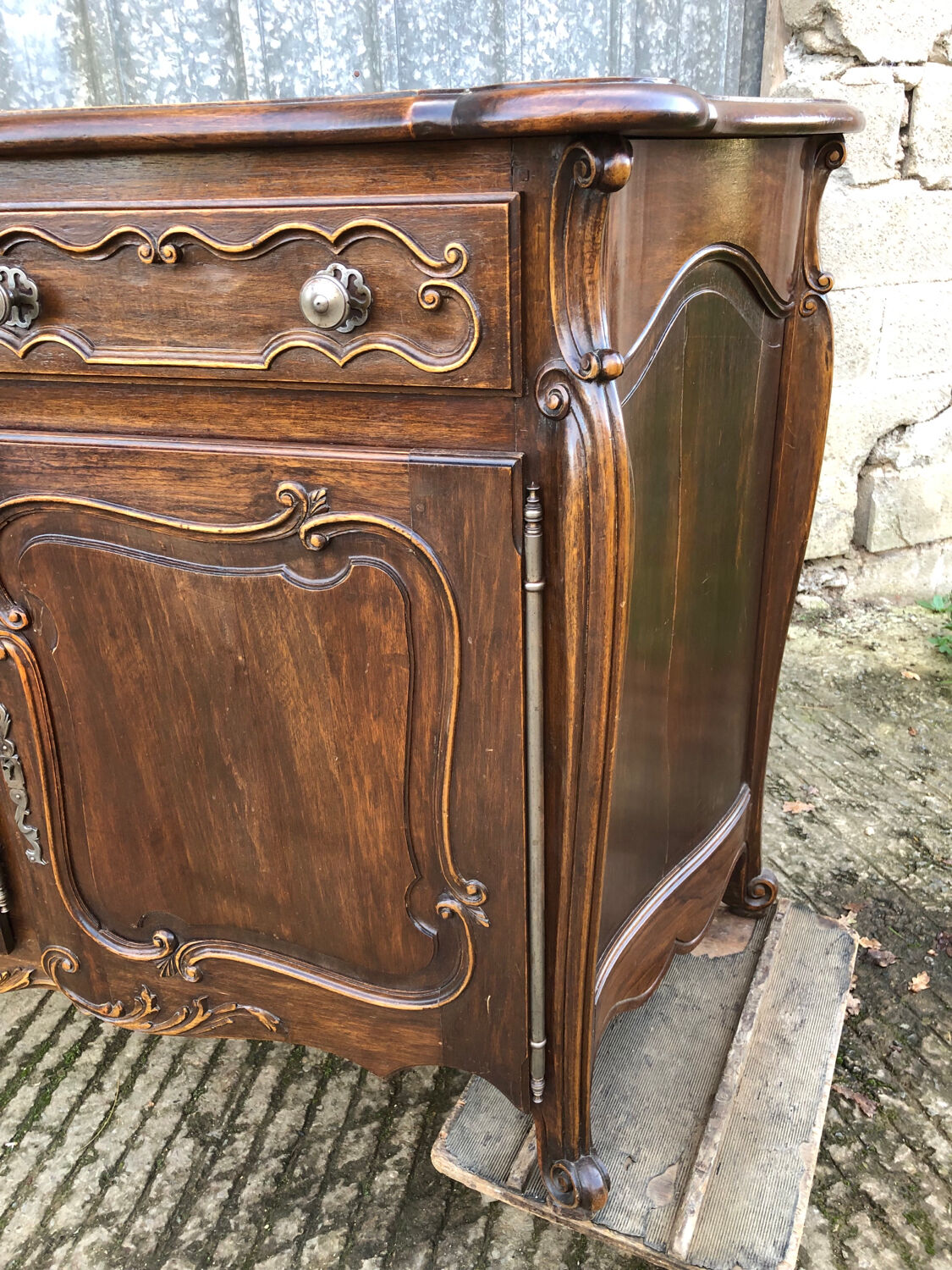 Louis XV style sideboard in solid walnut