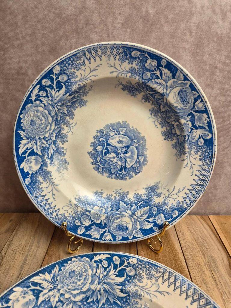 Set of 2 deep plates in Sarreguemines ironstone – Jardinière model – Various decorations