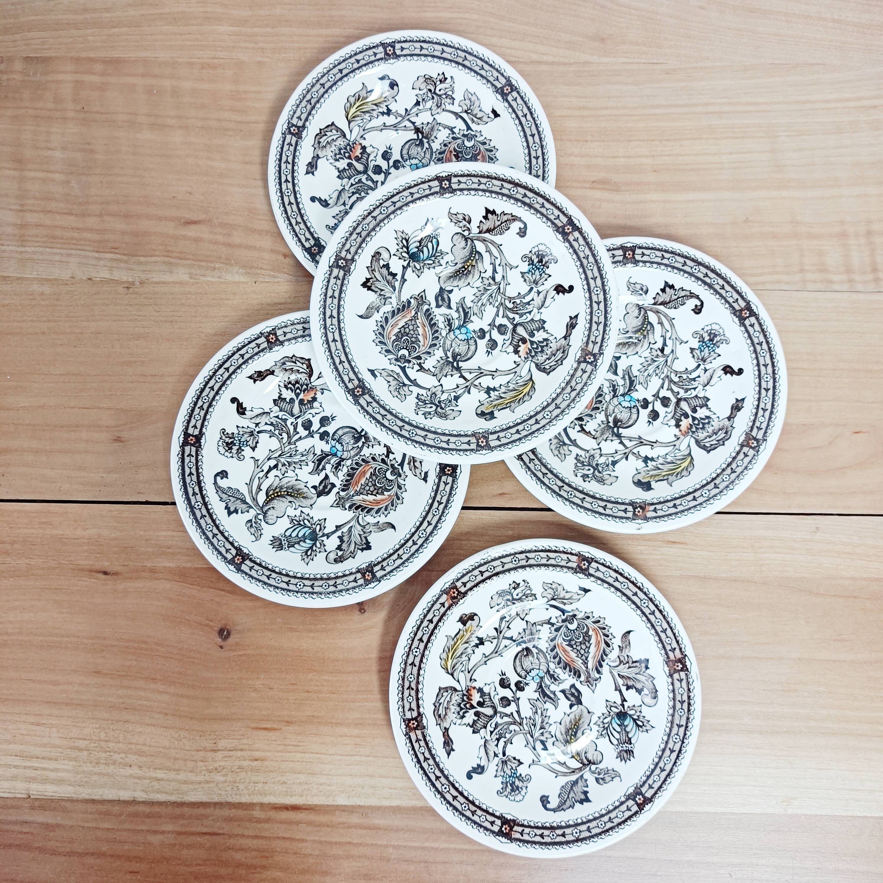 Set of 5 saucers Ridgway Staffordshire Jacobean