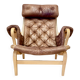 Fauteuil "Pernilla" cuir "Bruno Mathsson" 1960.
