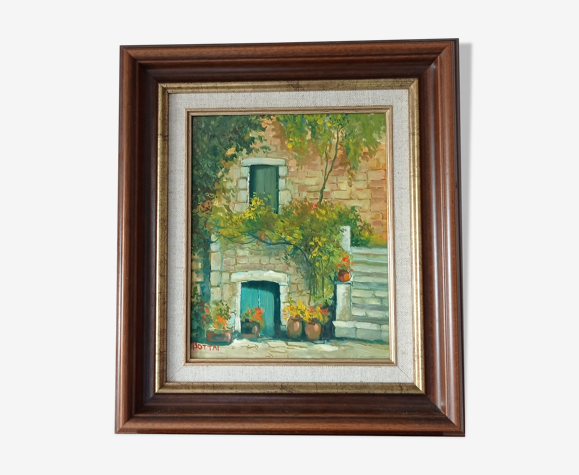 Peinture à l'huile sur panneau encadrée