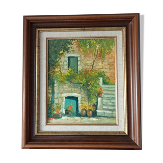 Framed oil painting on panel