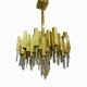 Rare 1970s Lumica chandelier in brass and crystal.
