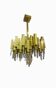 Rare 1970s Lumica chandelier in brass and crystal.