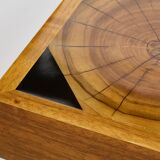 Grand table basse moderniste en chêne bois pétrifié ardoise 1960Grand table basse moderniste en chên