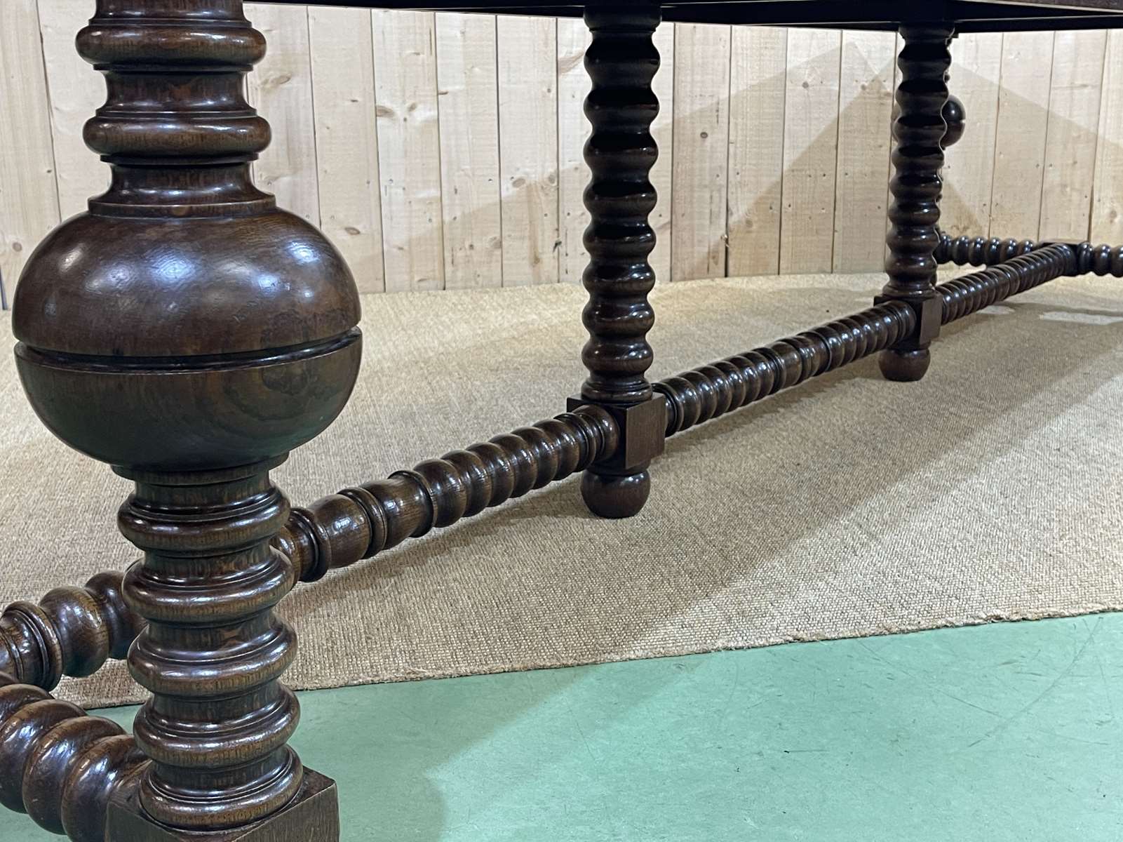 Oak monastery table with turned legs from the 1930s