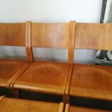 Set of 10 theater chairs wood honey