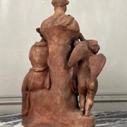 The sculpture, original terracotta signed and dedicated, Charles Van Oemberg.
