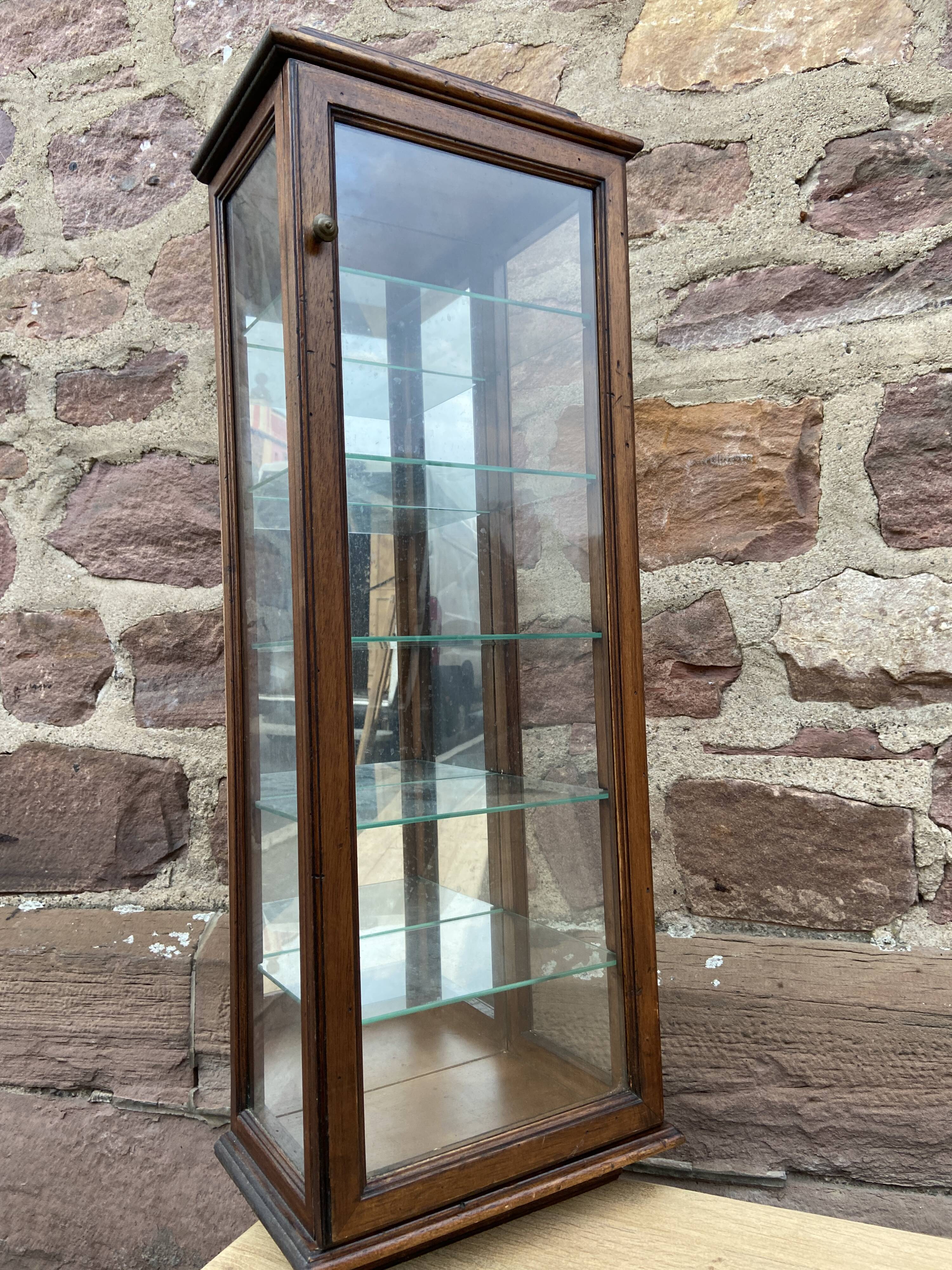 Vintage wooden wall display cabinet