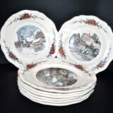 Set of 8 obernai flat plates in sarreguemines alsace earthenware 25cm