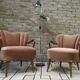 Pair of pink velvet cocktail armchairs 1960