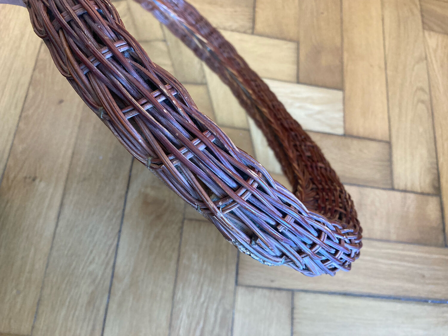 Oval wicker rattan mirror