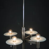 Art Deco or Bauhaus Nickel-plated 4-flamming chandelier, 1920s
