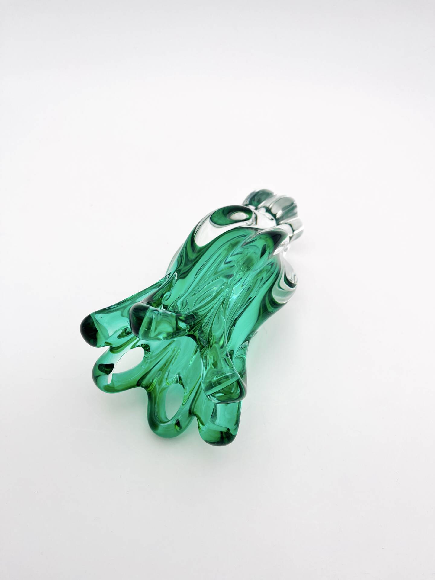 Vase Josef Hospodka Chřibská Cristal de Bohême Emerald Green 18 cm c60